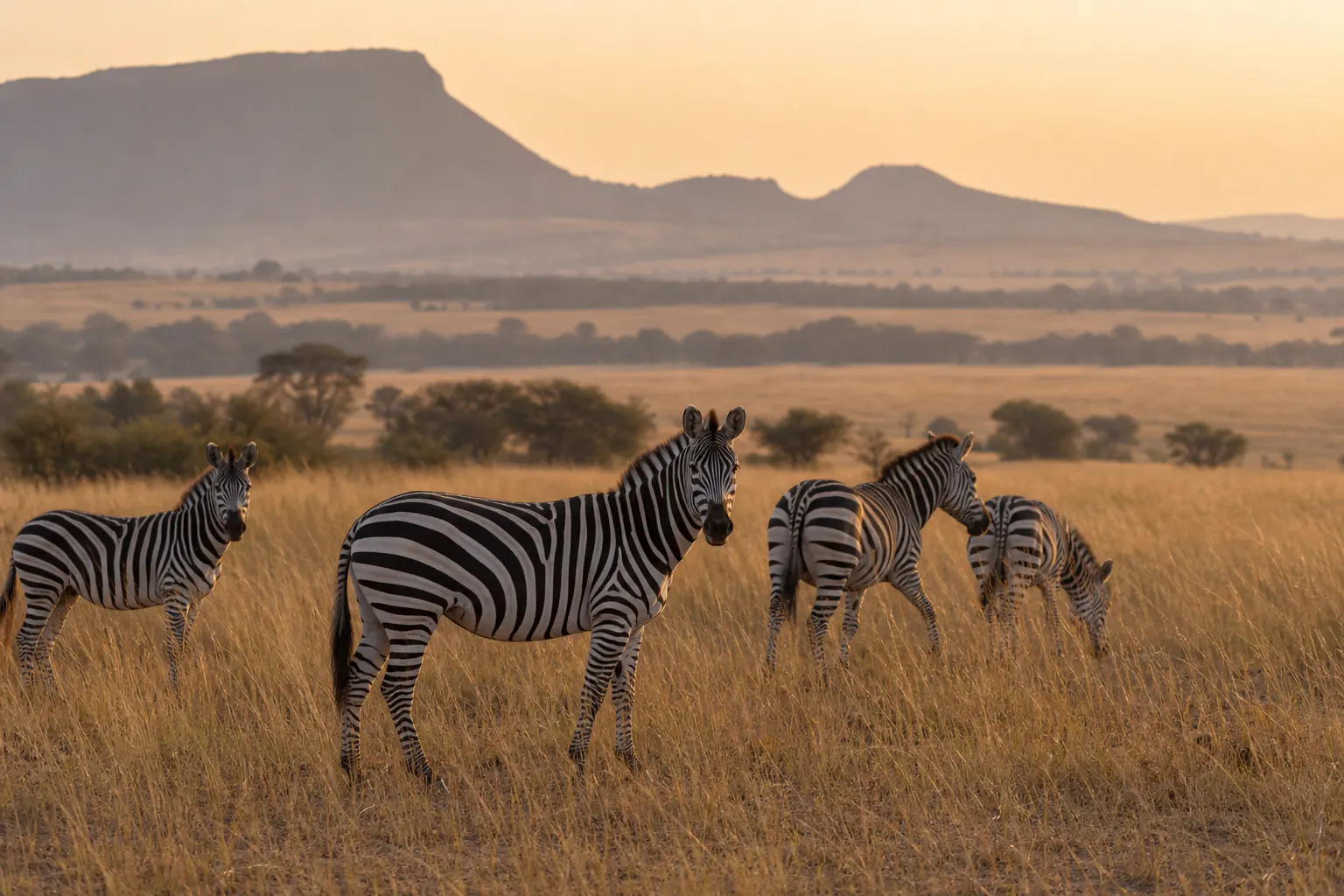 A wider habitat or behaviour scene featuring Plains zebra Safari in South Africa.